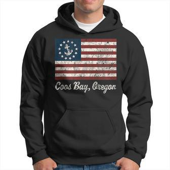 Coos Bay Or Vintage Sailing Us Anchor Boat Flag Hoodie | Mazezy CA