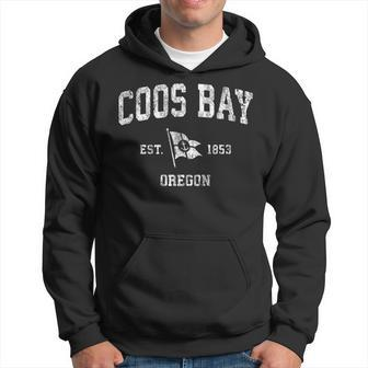 Coos Bay Oregon Or Vintage Boat Anchor Flag Design Hoodie | Mazezy