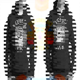 Corgi Best Dog Dad Ever Retro Sunset Beach Vibe Hoodie | Mazezy