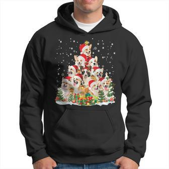 Corgi Christmas Tree Santa Hat Dog Lover Ugly Sweater Hoodie - Monsterry