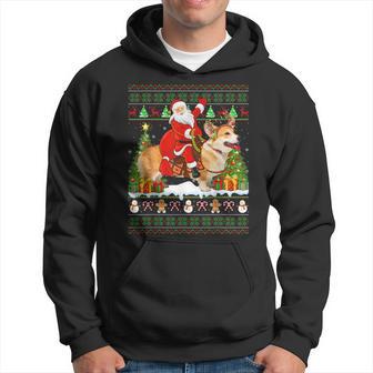 Corgi Dog Lover Ugly Santa Riding Corgi Christmas Hoodie - Thegiftio UK