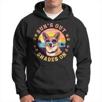Corgi With Sunglasses On The Beach Suns Out Shades On Hoodie | Mazezy