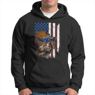 Cow American Flag Cows Lover Gift Xmas Gift Hoodie | Mazezy