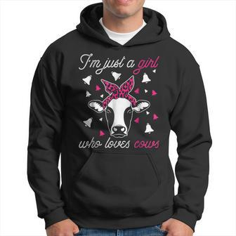 Cow Funny Im Just A Girl Who Loves Cows Farmer Hoodie | Mazezy