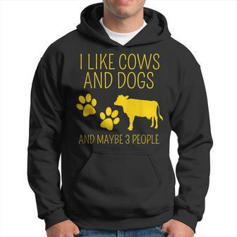 Cow Lover I Like Cows And Dogs And Maybe 3 People Funny Cow Hoodie | Mazezy