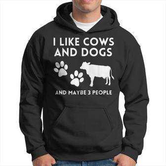 Cow Lovers I Like Cows And Dogs And Maybe 3 People Funny Cow Hoodie | Mazezy