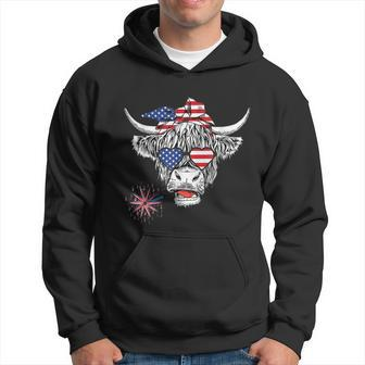 Cow Usa Flag 4Th Of July Patriotic Heifer Highland Cow Lover Hoodie | Mazezy