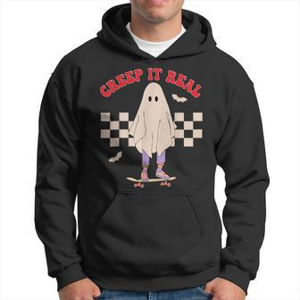 Creep It Real Ghost Halloween Groovy Retro Vintage IT Funny Gifts Hoodie | Mazezy