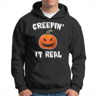 Creepin It Real - Funny Halloween Pun Joke - Scary Pumpkin Hoodie | Mazezy