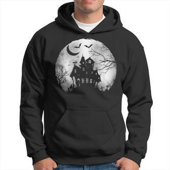 Creepy Horror House Scary Full Moon Halloween Halloween Hoodie | Mazezy