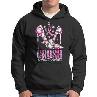 Crush Breast Cancer Pink Bling High Heels Ribbon Hoodie - Seseable