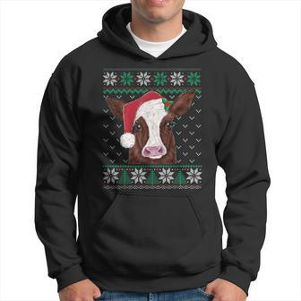 Cute Cow Christmas Ugly Sweater Style Pajama Xmas Cow Lover Hoodie | Mazezy