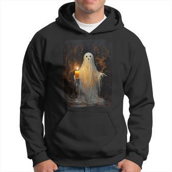 Cute Ghost Holding Candle Halloween Gothic Vintage Hoodie | Mazezy