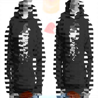 Cute Holiday Skeleton With Santa Hat Hoodie - Monsterry