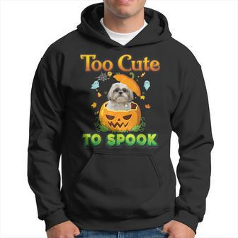 Too Cute To Spook Shih Tzu Dog Halloween Pumpkin Witch Hat Hoodie | Mazezy