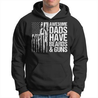 Dad Grandpa Veteran Us Flag Awesome Dads Have Beards & Guns Hoodie | Mazezy