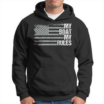 Dad Grandpa Veteran Us Flag My Boat My Rules Boating Captain Hoodie | Mazezy