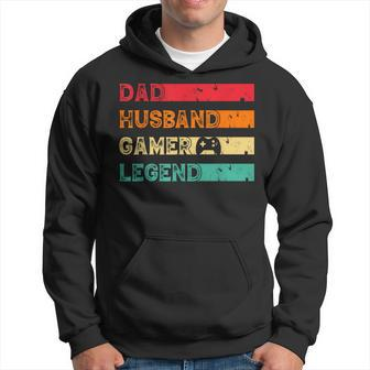 Dad Husband Gamer Legend Vintage Gamer Gaming Fathers Day Hoodie | Mazezy