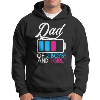 Dad Of 2 Boys And 1 Girl Battery Fully Fathers Day Birthday Hoodie | Mazezy DE