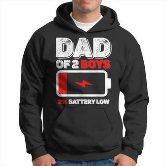 Dad Of 2 Two Boys Low Battery For Fathers Day Hoodie - Seseable