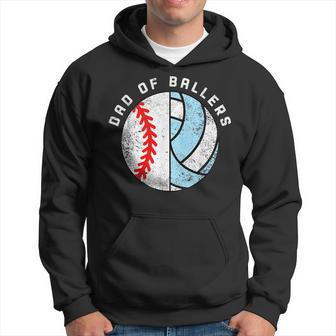 Dad Of Ballers Funny Baseball Volleyball Dad Daddy Papa Hoodie - Seseable