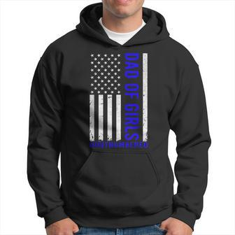 Dad Of Girls Outnumbered Vintage American Flag Fathers Day Hoodie - Seseable