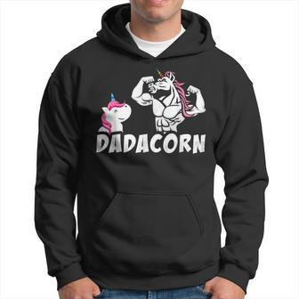Dadacorn Funny Cute Unicorn Dad And Baby Daddy Fathers Day Hoodie | Mazezy
