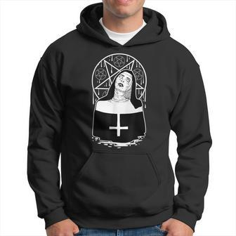 Dark Evil Nun Pentagram Scary Nun Hoodie | Mazezy