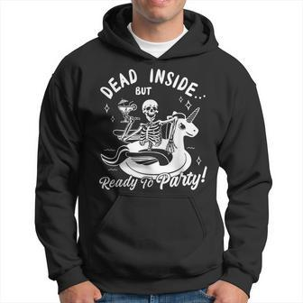 Dead Inside But Ready To Party Skeleton Drinking Tequila Hoodie | Mazezy