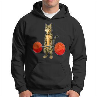 Deadlifting Tabby Cat Weightlifting Bodybuilding Fitness Gym Hoodie - Seseable