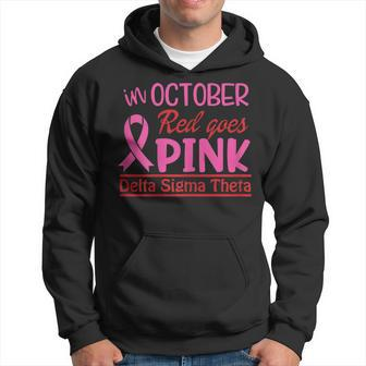Delta Red Goes Pink Breast Cancer Awareness Hoodie | Mazezy