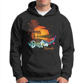 Destin Florida Beach Summer Vacation Palm Trees Sunset Men Florida Gifts & Merchandise Funny Gifts Hoodie | Mazezy