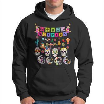 Dia De Los Muertos Sugar Skulls Moon Cat Mexican Day Of Dead Hoodie - Thegiftio UK