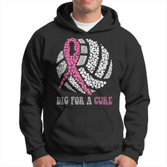 Dig For A Cure Breast Cancer Awareness Volleyball Pink Out Hoodie - Seseable