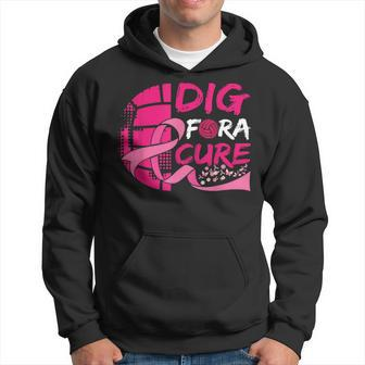Dig For A Cure Breast Cancer Awareness Volleyball Pink Hoodie | Mazezy