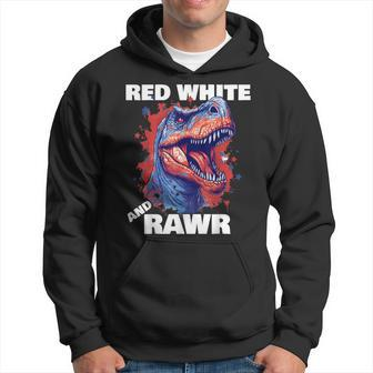 Dinosaur Red White Rawr American Flag 4Th Of July T Rex Boy Hoodie | Mazezy