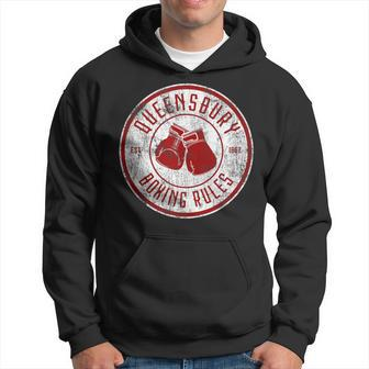 Distressed Queensbury Boxing Rules Vintage Boxing Hoodie | Mazezy