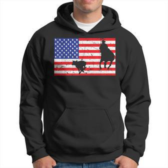 Distressed Roping Usa American Flag Vintage Rodeo Calf Roper Hoodie | Mazezy