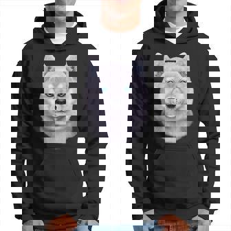 Dog Akita White Akita Dog Face Hoodie - Monsterry