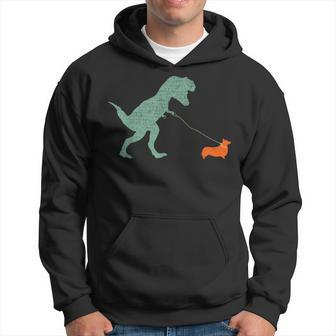 Dog Dinosaur - Vintage Tyrannosaurus Rex & Corgi  Hoodie