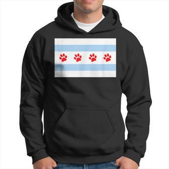 Dog Lovers Chicago Flag Paw Prints Custom T Hoodie | Mazezy
