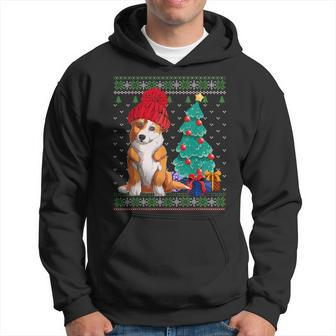 Dog Lovers Cute Welsh Corgi Santa Hat Ugly Christmas Sweater Hoodie - Monsterry