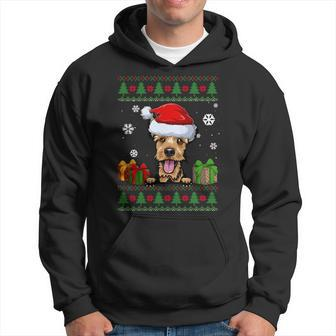 Dog Lovers Welsh Terrier Santa Hat Ugly Christmas Sweater Hoodie - Monsterry