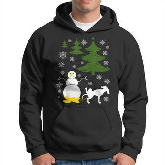 Dog Pees On Snowman Ugly Xmas Sweater Hoodie | Mazezy