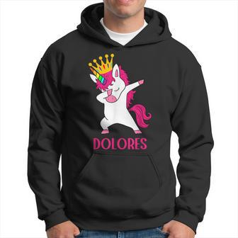 Dolores Personalized Dabbing Unicorn Queen Hoodie | Mazezy