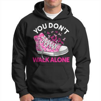You Don't Walk Alone Pink Shoes Ribbon Breast Cancer Warrior Hoodie - Monsterry DE