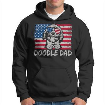 Doodle Dad American Flag Joke Fathers Day Goldendoodle Dad Hoodie - Monsterry DE