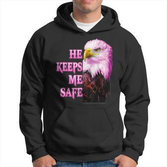 Eagle He Keeps Me Safe - She Keeps Me Wild Hoodie | Mazezy