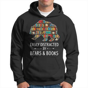 Easily Distracted By Bears & Books Lover Mammal Animal Hoodie | Mazezy