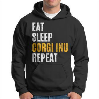 Eat Sleep Corgi Inu Repeat Vintage Retro Hoodie | Mazezy